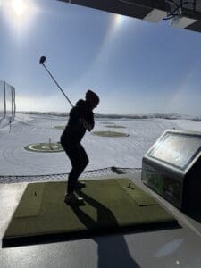 Driving range in Calgary outdoors in winter