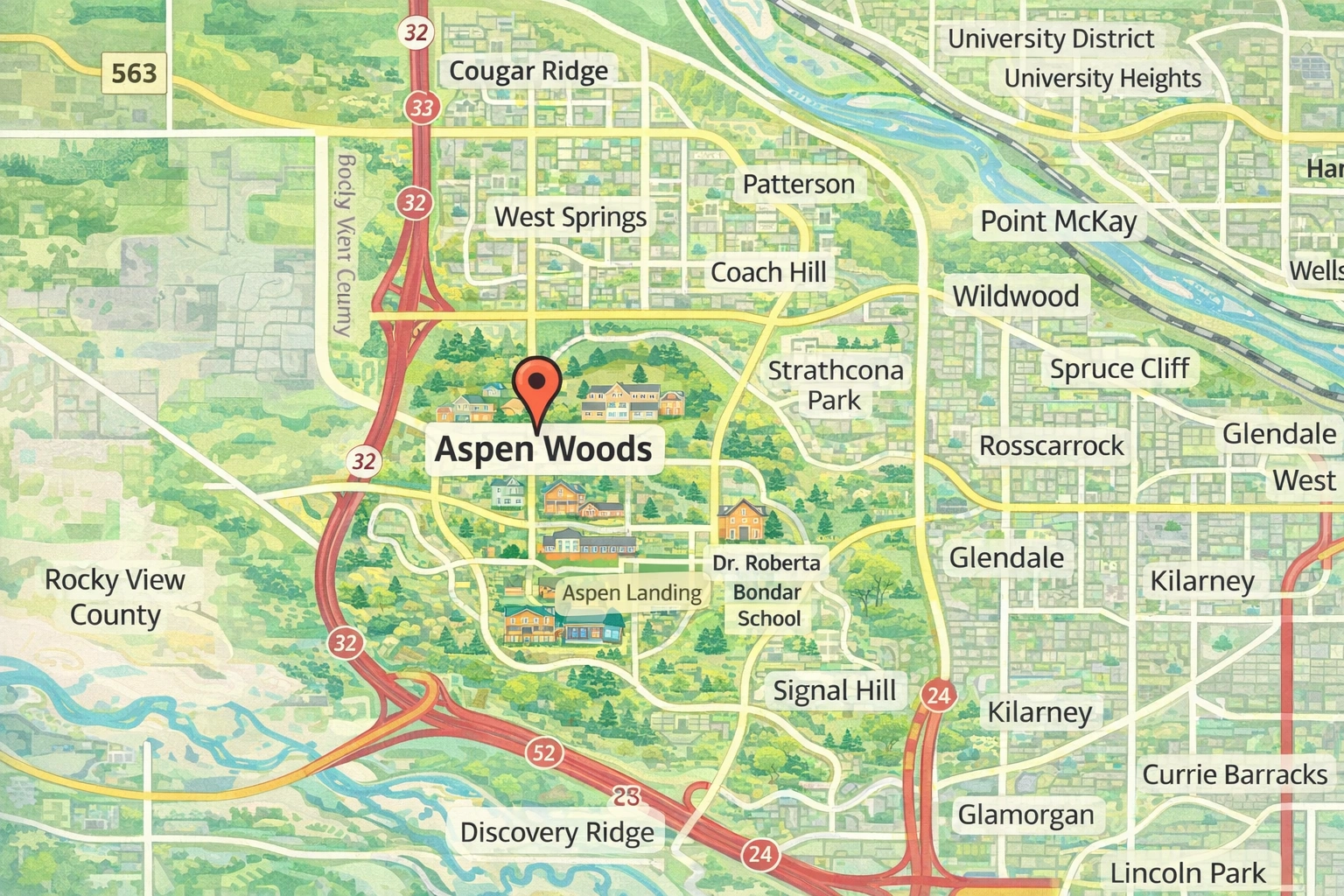 Aspen Woods Calgary community map