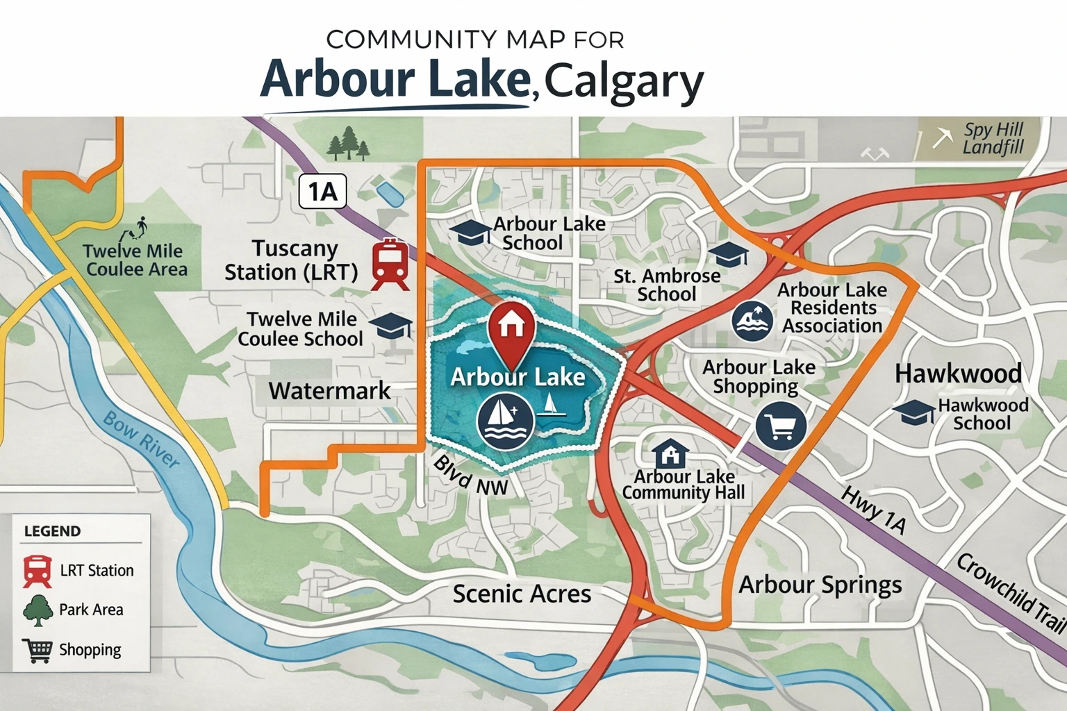 Arbour Lake Calgary community map