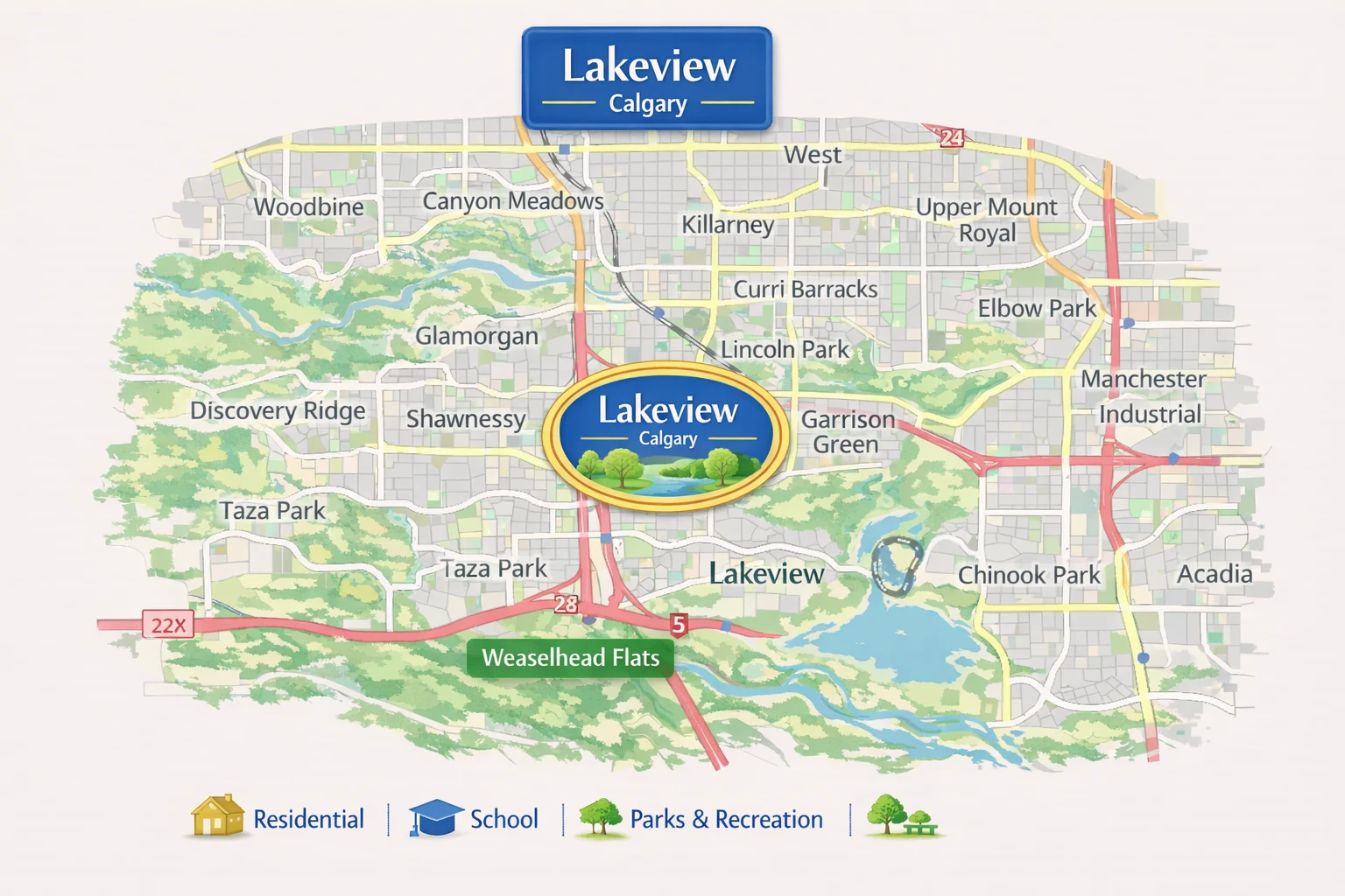 Lakeview Calgary community map
