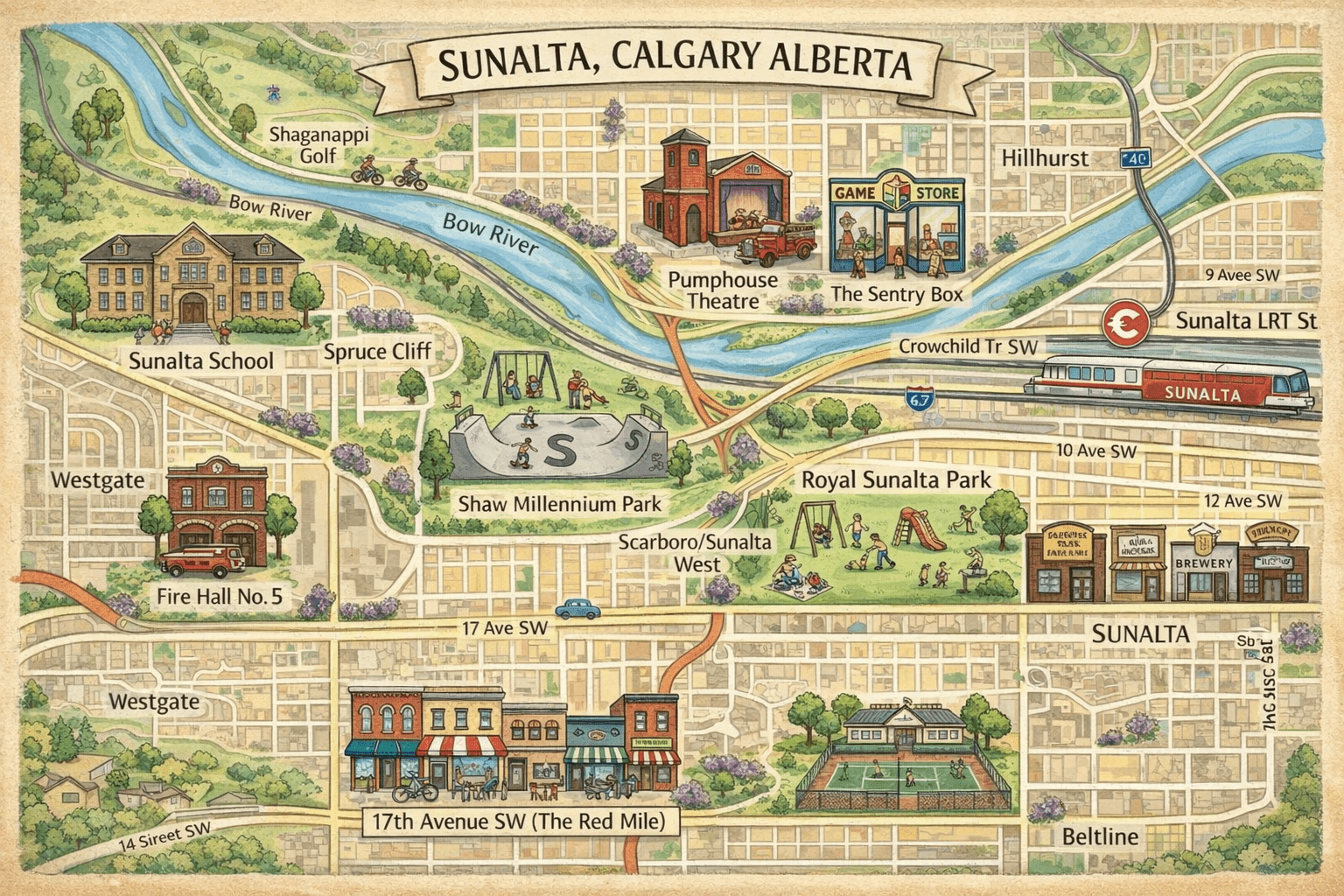 Sunalta Calgary community map