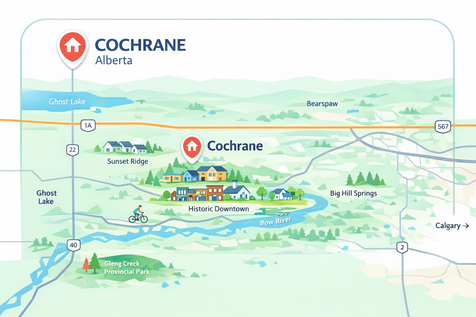 Community map of Cochrane, Alberta