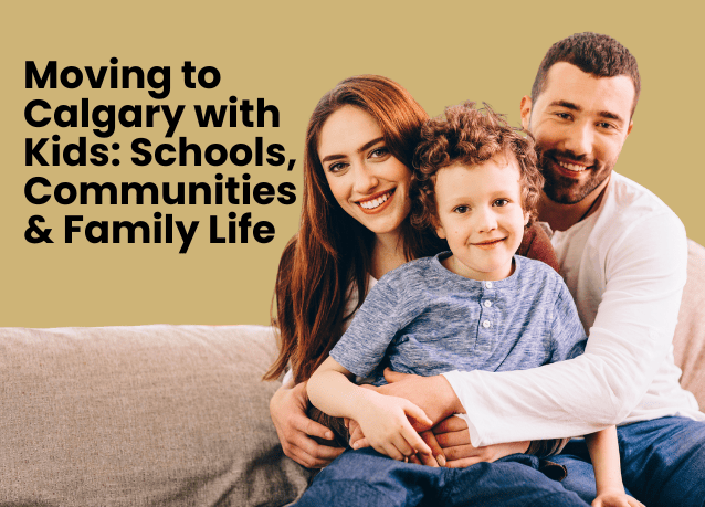A woman thoughtfully looking upward beside the title “Navigating Life in Calgary: Your Helpful Community Map Guide” with the Make Your Move Calgary logo, representing learning about Calgary neighbourhoods and city quadrants.